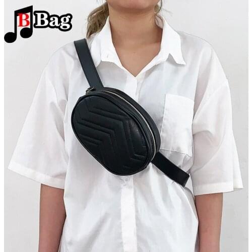 New Design Women PU Leather Waist Bag Female Oval Shape One Shoulder Fashion chest bag Ladies Belt Small Bag Zipper Purse