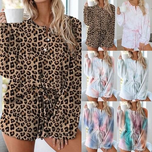 2020 Women Tie Dye Two Peices Set Homewear Oversize Shirts High Waist Shorts Loose Casual Clothing Outfits Summer Tracksuits