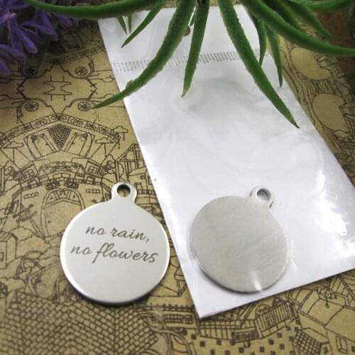20pcs--"No Rain, No Flowers"stainless steel charms 5 styles for choosing DIY Charms for necklace bracelets