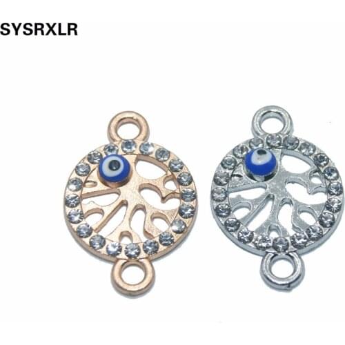 10 PCS Rose Gold/Sliver Plated Life Tree Hand Evil Blue Eye Connectors fit Jewelry Making Accessories DIY Bracelet Necklace