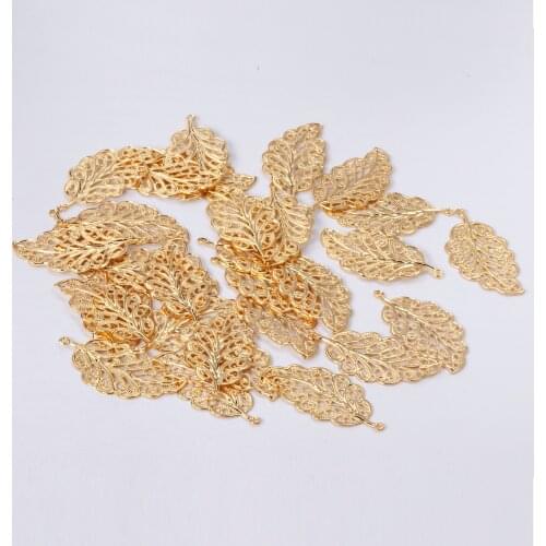 ASON 100 Pcs/Lots Fashion Leaf Charms With Holes New 316L Stainless Steel Gold Silver Color For DIY Jewelry Making Supplies