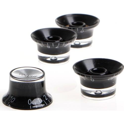 2 Tone 2 Volume Knobs Buttons Guitar Control Silver Hat Bell Top Potentiometer Cap For LP SG