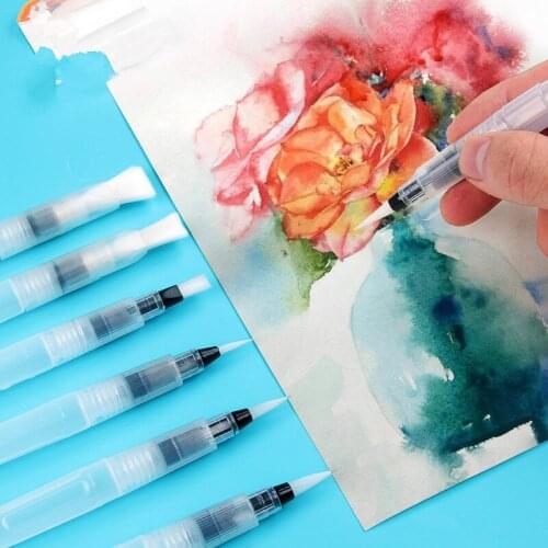 3pcs 6pcs Refillable Paint Brush Water Color Brush Soft Watercolor Brush Ink Pen for Painting Calligraph Drawing Art Supplies