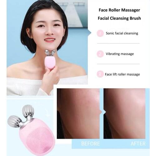 3D Face Lift Roller Massager Face Cleaner Brush Sonic Pore Cleaning Wrinkles Double Chin Remover V-shape Face Slimming Machine
