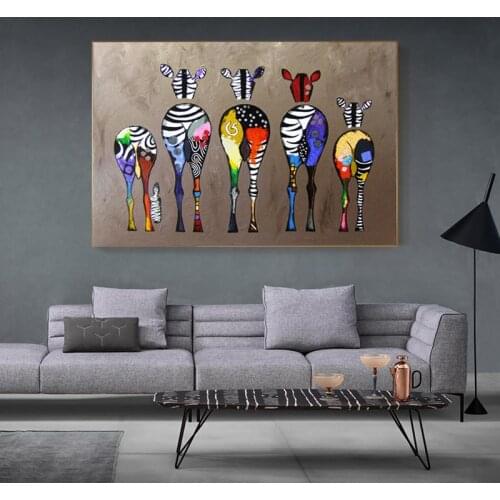 Abstract Zebra Canvas Art Paintings On The Wall Colorful Animals Art Prints African Animals Art Pictures For Living Room Wall
