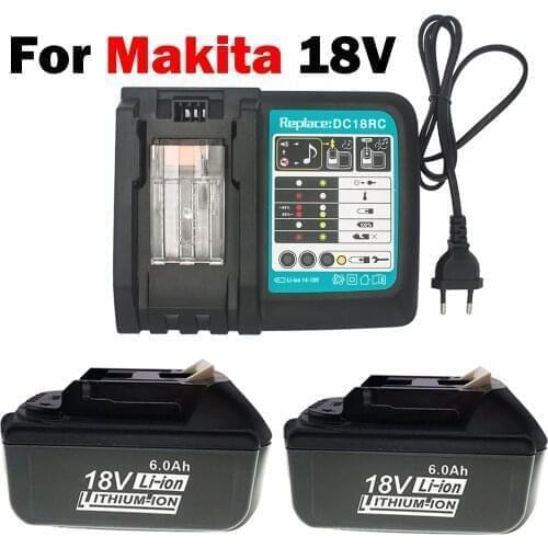 WIth Charger BL1860 Rechargeable Battery 18 V 6000mAh Lithium Ion for Makita 18v Battery BL1840 BL1850 BL1830 BL1860B LXT 400