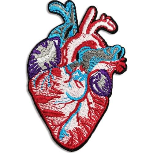 Anatomical Heart Patch Iron on Embroidery Patches for Clothing Sewing Badges Hippie Colorful Hearts Beautiful Cool Badges DIY