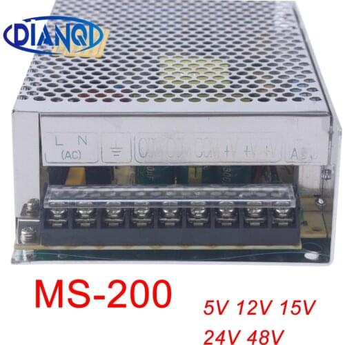 DIANQI power supply MS-200w 24V 5V 12V 15V 27V 48V mini size power supply unit led ac dc converter ms-200-24 ms-200-15 ms-200-5
