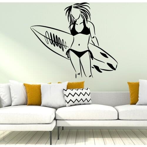 Diy surfing women Wall Mural Removable Wall Decal For Living Room Bedroom Sticker Mural