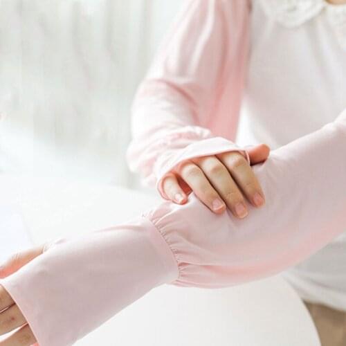 Ice Silk Sleeves UV Protection Women Loose Sunscreen Arm Gloves with Hand Cover Cool Sleeve for Golf Tennis Fishing