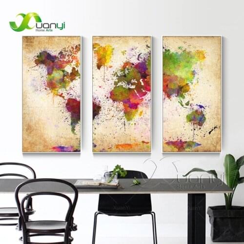 World Map Canvas Painting Wall Modular Picture For Living Room Classical Europe Type Watercolor decoration Print Unframed PR1240