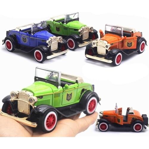 1/32 Classic Vintage Convertible Car Model Alloy Vehicle Sound Light kids Educational Toys for Children Gifts