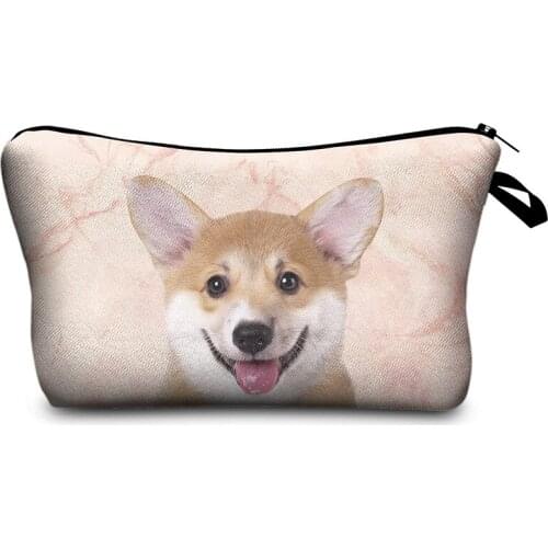Corgi Cosmetic Bag Print Women Brand makeup bags Cute bag headset candy Cosmetic printing Collection Casual men zipper letter