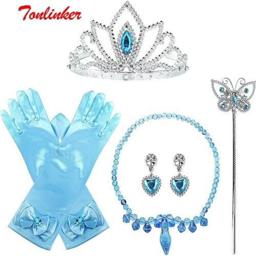 Halloween Girls Princess Cosplay Belle Aurora Rapunzel sleeping Beauty Dress up Accessories Crown Wig Magic Wand Glove