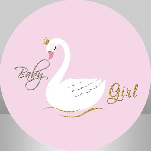 Swan Round backdrop cover Birthday Party Baby shower Girl Pink Dessert Cake Decoration Circle Banner