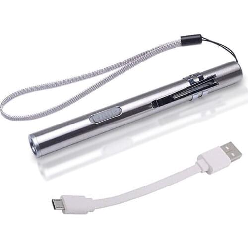 Medical Handy Pen Light USB Rechargeable Mini Nursing Flashlight LED Torch + Stainless Steel Clip Quality & Professional