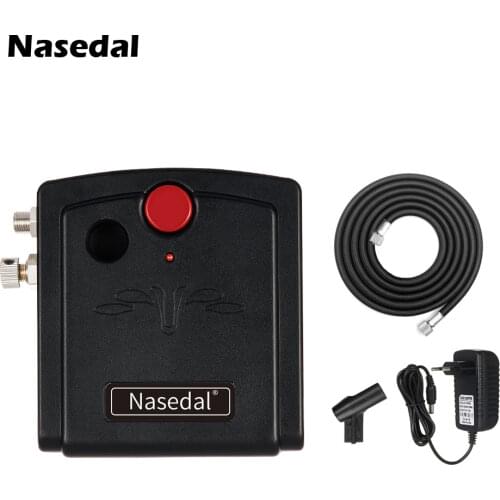 Nasedal Mini Airbrush Air Compressor with Airbrush Holder Air Hose for Nail Art Makeup Tattoo Model Car Painting Cake Decoration