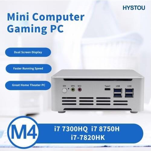 Hystou 8th intel Mini PC i7-8750H i7 7820HK Windows 10 pro 2.4G 5G WIFI Bluetooth 4.2 with Fan Cooling barebone service DP HDMI