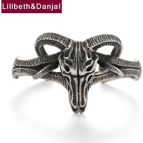 Goat Bones Opening Bracelet Bangle Pure 925 Sterling Silver Animal Sheep Adjustable Jewelry Men 2021 New Arrival Wholesale B09