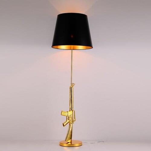 AK 47 floor light gun floor lamp E27 gold black shade gold shade Nordic Modern Bedroom Bed Light LED Floor LGold AK47