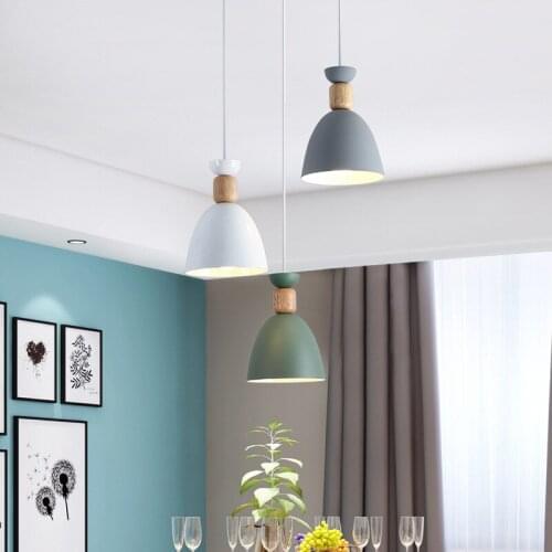 Nodic Pendant Lamp LED Hanging Lights Pendant Lighting wood Modern multiple colour for Restaurant Pendant Dining room WJ1007
