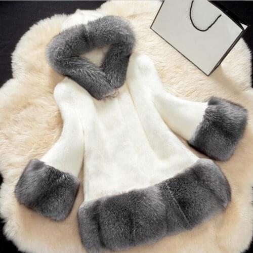 2019 winter new Imitation fur hoodie coats plus size fashion loose casual long sleeve Imitation fox fur mink Imitation fur coat