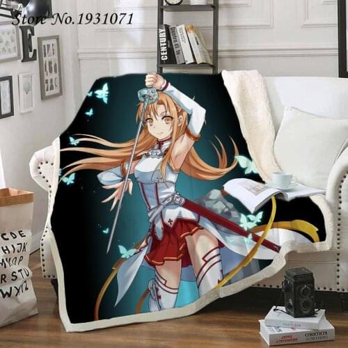 NEW Sword Art Online 3D Printed Fleece Blanket for Beds Thick Quilt Fashion Bedspread Sherpa Throw Blanket Adults Kids 10