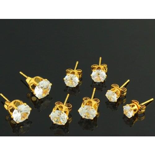 The New Four Size Set Auger Fashion Stud Earrings gold color Jewelry Earrings For Women Girls