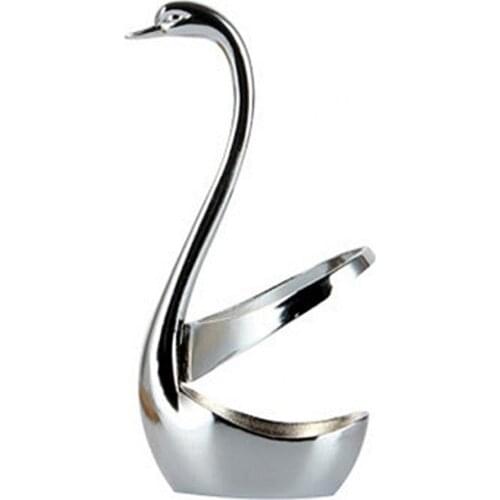 Flatware Organizer Round Creative Stainless Steel Swan Base Holder for Salad Dessert Coffee Spoon Cake Tableware for Kitchen