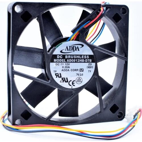 Original AD0812HB-D7B 8cm 8015 80x80x15mm 12V 0.20A 4 lines power supply chassis CPU pwm cooling fan