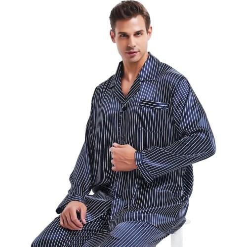 Great Gifts_ Mens Silk Satin Pajamas Set Pajama Pyjamas PJS Sleepwear Set Loungewear U.S,S,M,L,XL,XXL,3XL,4XL Plus Striped