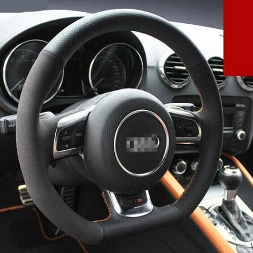 For Audi TT Hand-stitched Black leather Car Steering Wheel Stitch on Wrap Cover Anti-slip fit all season