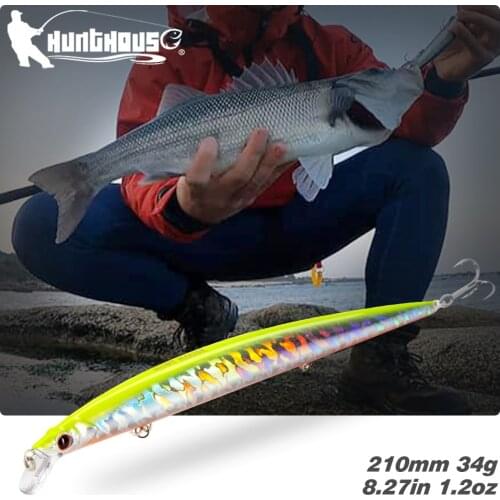Hunthouse fishing bait tide minnow lure wobbers jerkbait tide slim minnow fishing lures saltwater floating seabass