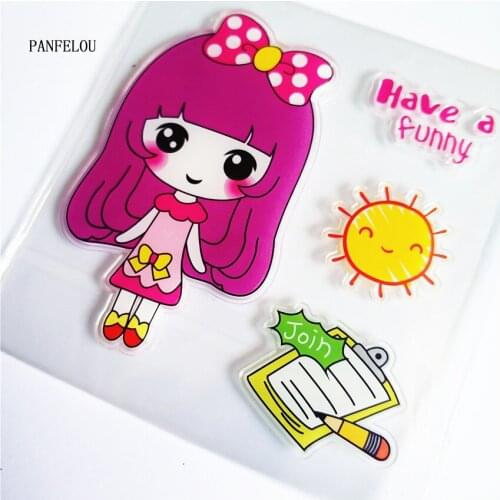 Pretty Girl With Bow Transparent Silicone Rubber Clear Stamps Cartoon For Scrapbooking/DIY Easter Wedding Album