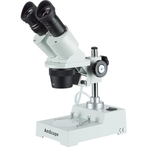 Special Offer---AmScope 10X-30X Compact Multi-Lens Stereo Microscope with Angled Head, Metal Pillar Stand, Top Lighting