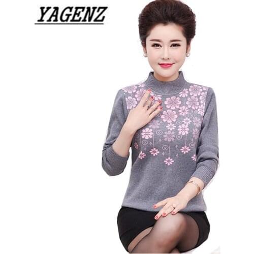 Middle-aged Womens Sweaters 2019 Spring autumn winter Slim Long sleeve Pullover Ladies Knit sweater Casual Tops Women clothing
