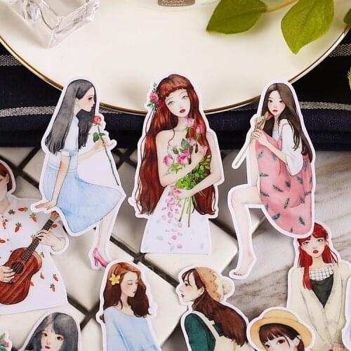 15pcs Creative Cute Self-made the flower girl Scrapbooking Stickers /Decorative Sticker /DIY Craft Photo Albums Waterproof