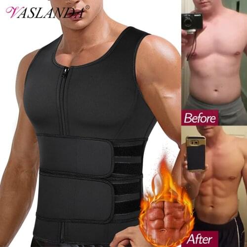 Mens Body Shaper Waist Trainer Slimming Vest Workout Tank Tops Shapewear Sauna Undershirts Compression Shirt Tight Underwear
