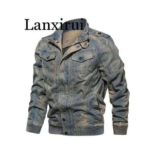 Spring Autumn Mens Denim Jacket Trendy Fashion Ripped Denim Jacket Mens Jeans Jacket Outwear Male Cowboy Coats