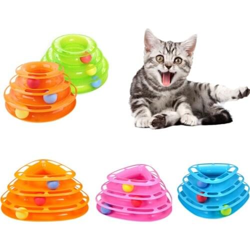 Funny Pet Cat Toy Track Ball Tower Kitten Cat Interactive Play Toy Intelligence Tranning Toy Crazy Rolling Ball Disk Cat Supply