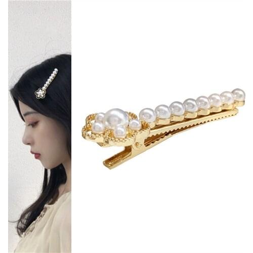 Vintage Pearl Hollow Metal Flower Barrette Hairpin Korean Petal Hair Clips for Women Girl Kid Hair Sticks 2021 New Arrival Trend