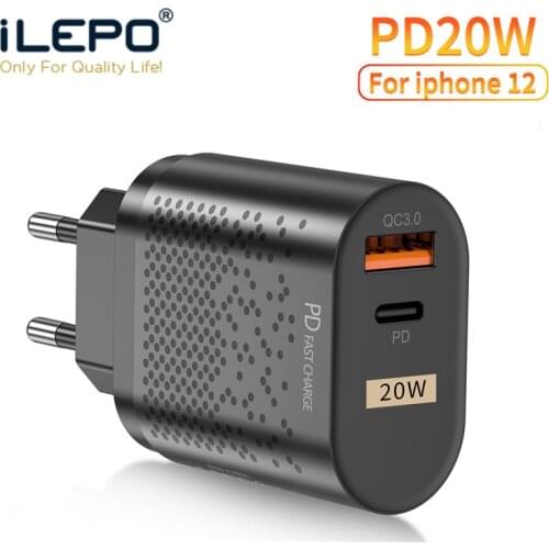 ILEPO PD 20W USB C Charger Quick Charge 3.0 QC4.0 PD 3.0 PD USB-C Type C Fast USB Charger For iPhone 12 11 Pro Max EU US UK Plug