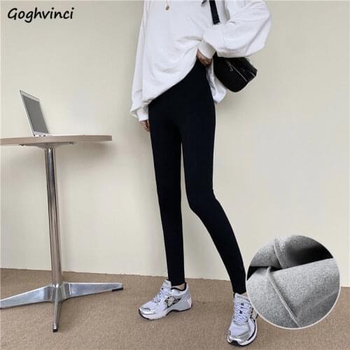 Leggings Women Ankle-length Thicken High Waist Elasticity Warm Slim Bodybuilding Fitness Korean Style Push Up All-match Simple