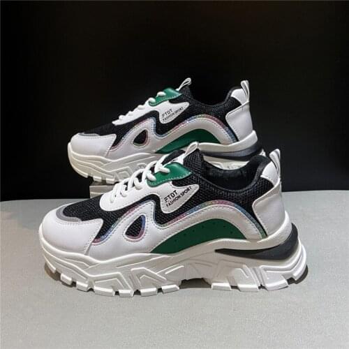 Womens Chunky Bling Sneakers Thick Bottom Platform Vulcanized Sports Shoes Fashion Breathable Casual Running Tennis Female 2021