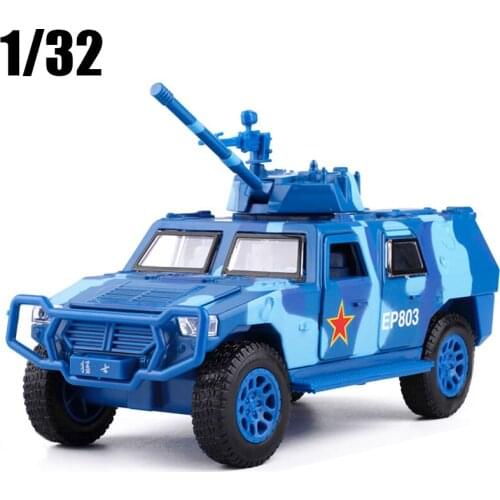 1:32 Diecast Military Model Toys China Brave Warrior Tactical Vehicle Pull Back Replica Sound Light Kids Toys Gifts