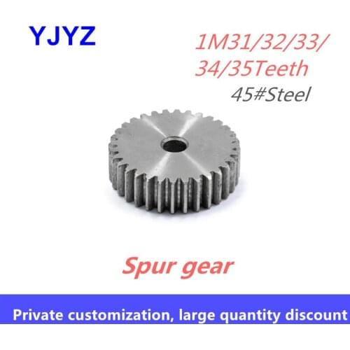 1M 31/32/33/34/35Teeth pinion 45# steel rack pinion spur gear thickness 10MM process hole