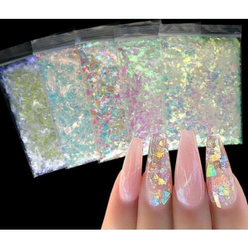 2g/10g Holographic AB Nail Glitter Flake Sparkly Sequins Irregular Paillette DIY Polish Manicure Nail Art Decoration Accessories