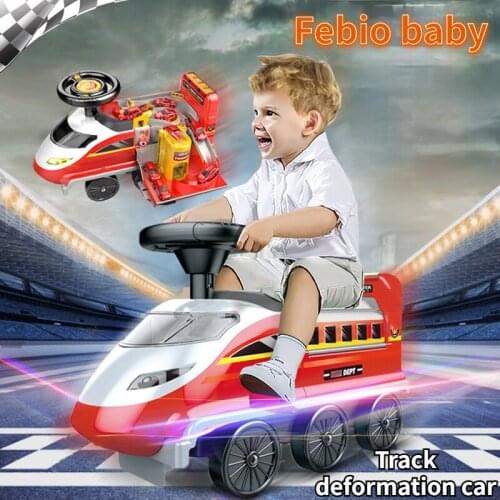 2021 Rideable Rail Car Parking Lot Toy Car Fire Police Engineering 3-4 Years Old Children 6 Puzzle Boys