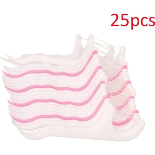 HOT 25pcs Dental Flosser Picks Disposable Teeth Stick Interdental Brush Tooth Clean Oral cleaning Care floss thread Toothpicks