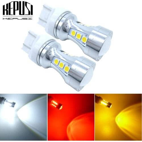 2x 7443 7444 T20 W21/5W LED Light 3030 SMD For Lada Kalina Granta Vesta DRL LED Bulbs 12V 24V White Red Yellow Super Bright